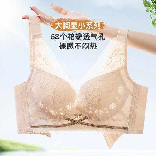 雅黛俪大胸显小显瘦女士内衣轻薄透气洞洞杯性感蕾丝文胸罩 商品图2