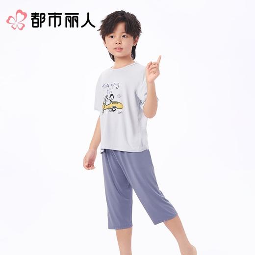 都市丽人男童睡衣儿童家居服短袖七分裤棉质套装JHC2N1 商品图1