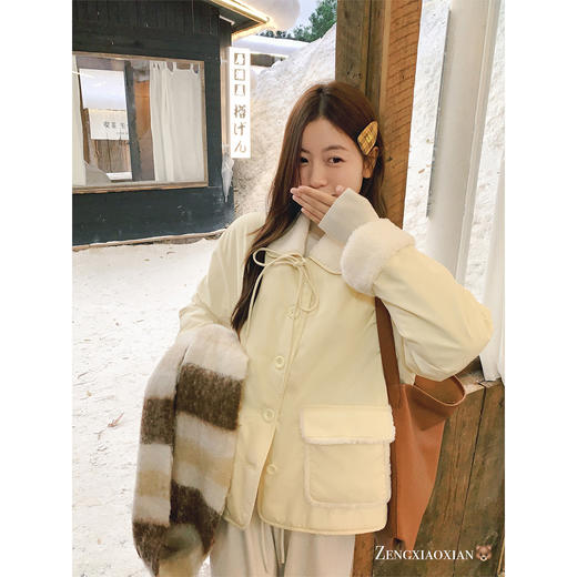 <曾小咸推荐>3.3 现货秒杀 ！微信超特价！韩系毛毛翻领夹棉外套 日常289.99 立减150 秒杀139.99！！ 商品图4