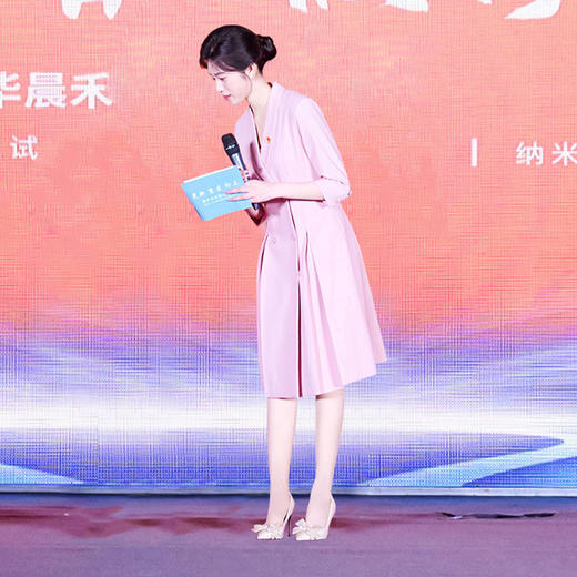 法小曼*子珍专款/粉色主持人播音生艺考服装女教师接待工作西装连衣裙正装女 商品图5
