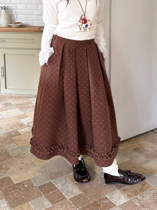 nothe Case布然/ NC253222/「爱丁恋人」粉色波点肌理A摆裙 商品图0