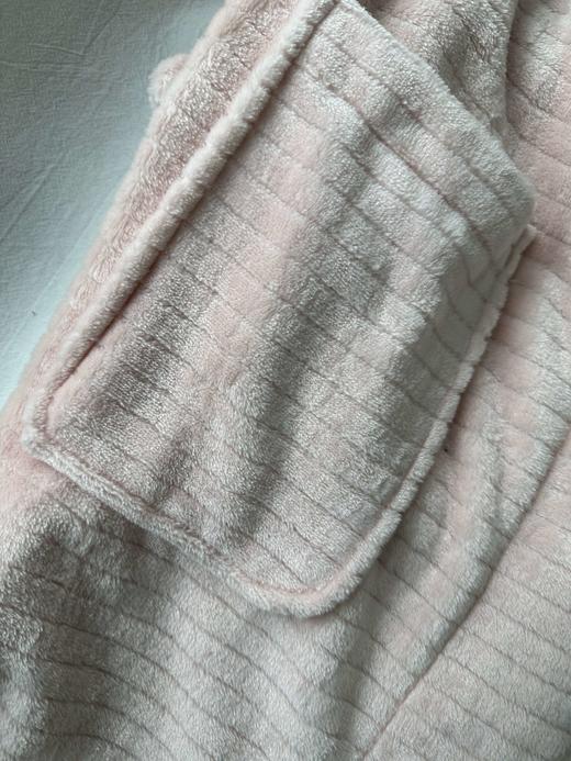 贝壳三 珊瑚绒厚实翻领系带浴袍加绒柔软纯色中长款睡袍C120307 商品图13