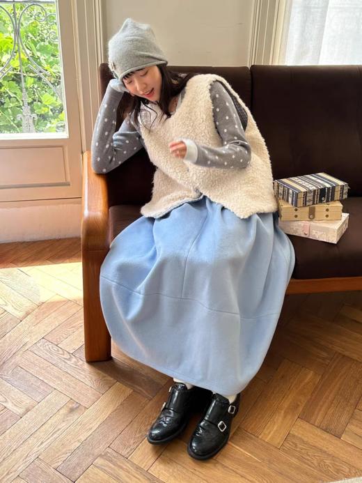 nothe Case布然/NC253214/「柔软蓝湖」毛呢蓬蓬花苞裙 商品图2