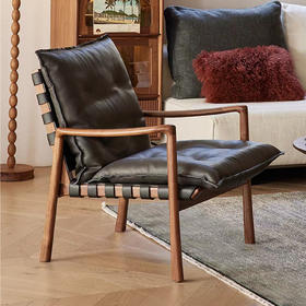 【中古风-YH-11椅】黑胡桃/真皮/客厅/卧房/休闲椅/休闲沙发