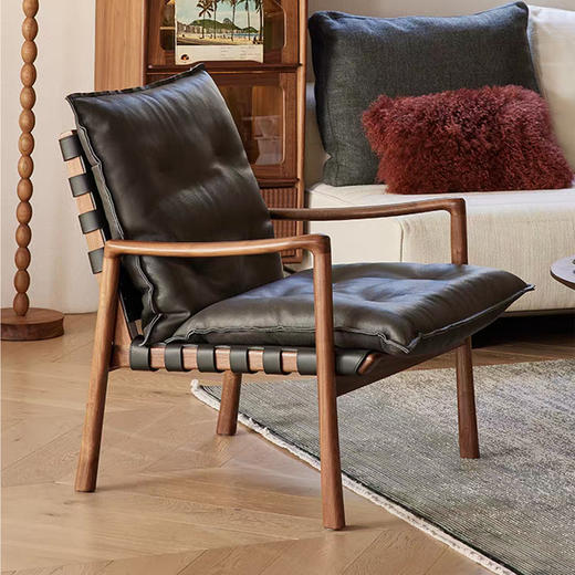 【中古风-YH-11椅】黑胡桃/真皮/客厅/卧房/休闲椅/休闲沙发 商品图0