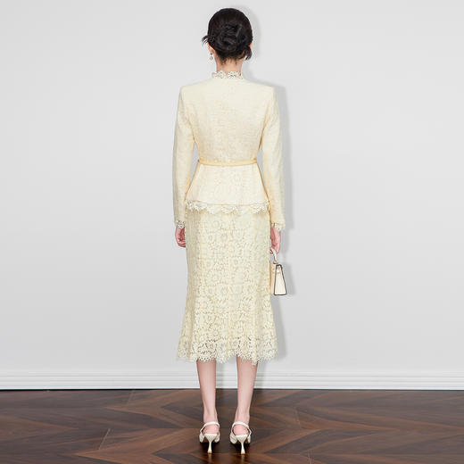 优雅复古法式宫廷风花边蕾丝收腰外套配半身裙套装WLZD2513109 商品图1