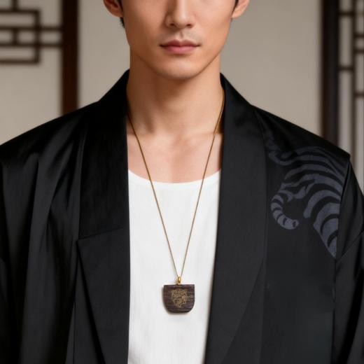 「龙牌」天然文莱沉香错金龙牌吊坠 沉水级 SP7643 商品图1