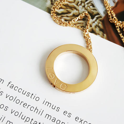 【95新】CARTIER卡地亚LOVE系列B701450018K黄金三钻大圆饼LOVE项链 链长约42CM中性款181125TJ10 商品图4