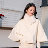 三彩2026新款温柔系奶白毛呢披肩外搭毛绒围脖双排扣轻奢氛围感 商品缩略图2