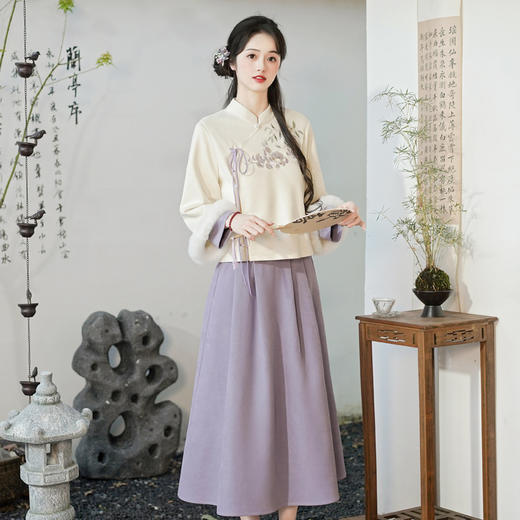 新中式国风汉元素改良汉服，复古唐装上衣半身裙茶服套装TY-YYA799 商品图3