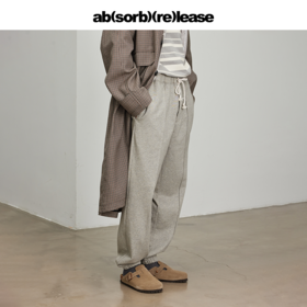 absorbrelease ab白噪灰色针织卫裤男宽松直筒束脚休闲裤男士裤子