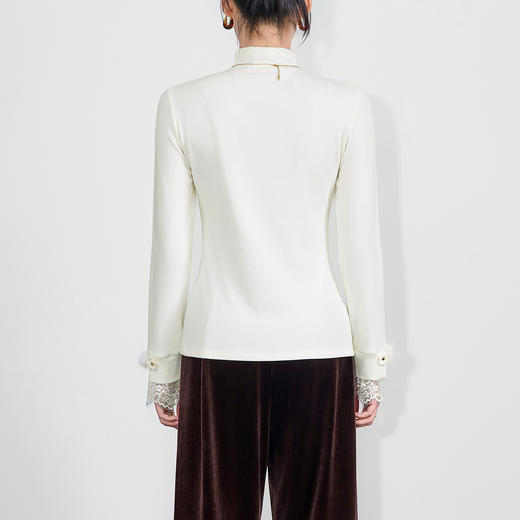 「高货wl」全新升级【铂金会员201/天猫269/差价68】(10448)洛诗琳气质半高领打底衫2025秋冬蕾丝拼接长袖打底上衣女 商品图2