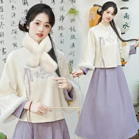 新中式国风汉元素改良汉服，复古唐装上衣半身裙茶服套装TY-YYA799