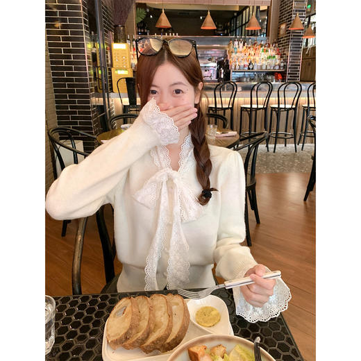 <曾小咸推荐> 韩系蝴蝶结毛衣女秋冬季新款小个子设计感针织衫开衫上衣 商品图1