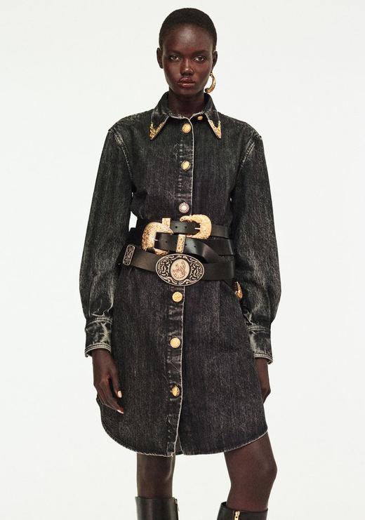 女款腰带牛仔连衣裙hu 商品图3