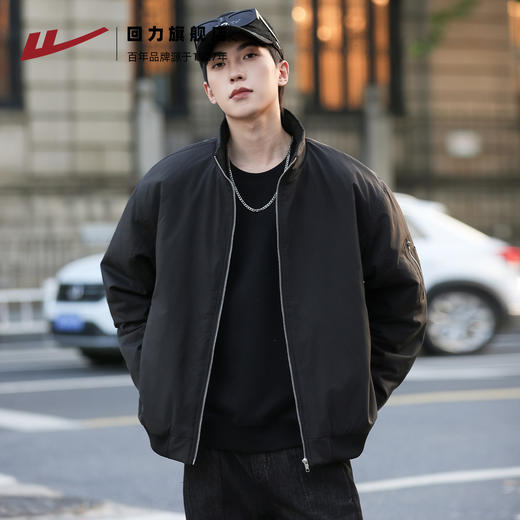 回力棉服男款秋冬休闲男装立领加厚美式工装棒球服飞行员夹克外套 商品图4