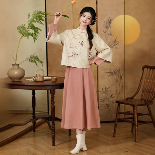 新中式复古绣花立领高档鹿皮绒，唐装汉元素改良汉服国风茶艺服TY-XNS9665 商品图1