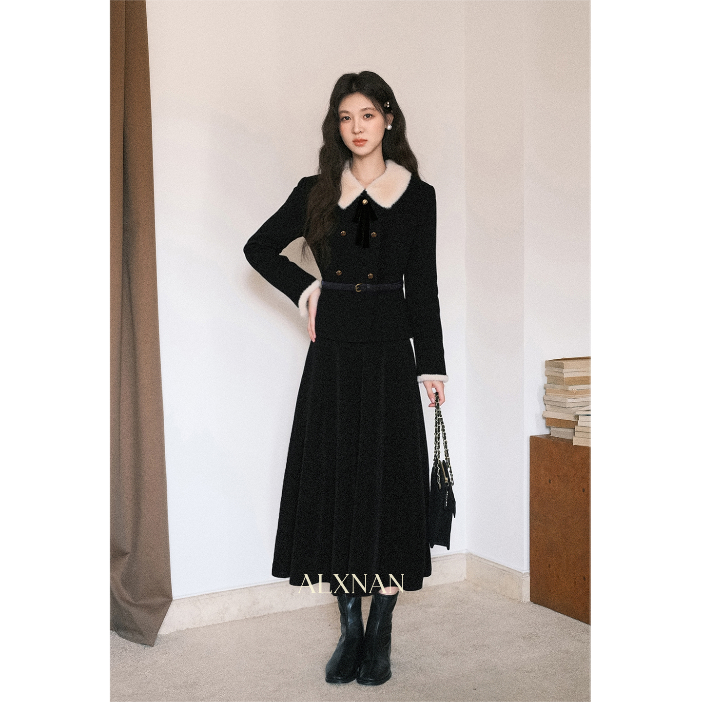 鹿向南「雾都晚宴」法式高级感千金风气质女秋冬毛呢外套半裙套装