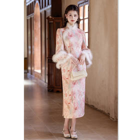 时尚改良新中式加厚加绒长款倒大袖旗袍GX299448