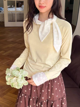 nothe Case布然/NC253217/「甜蜜叙事」领结设计感长袖打底衫