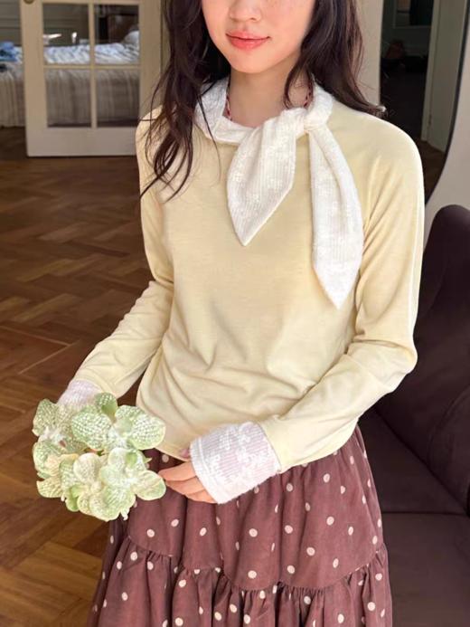 nothe Case布然/NC253217/「甜蜜叙事」领结设计感长袖打底衫 商品图0