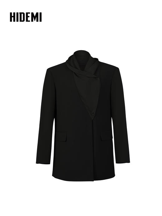 HIDEMI丝巾拼接极简廓形西装  黑色 商品图6