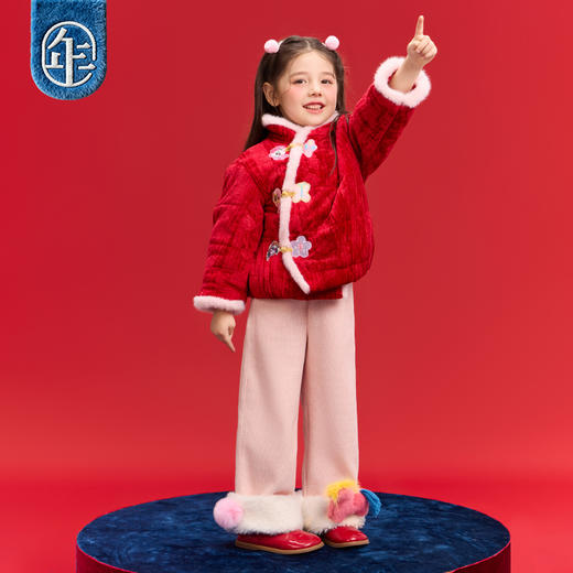 【年衣品牌团】年衣童装加绒冬季新款女童休闲裤加厚保暖裤子利马开心加绒长裤    1207 商品图4