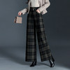 毛呢阔腿裤厚款女装格纹直筒裤宽松休闲长裤MYX7059 商品缩略图0