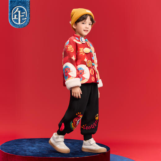 年衣童装加绒冬季新款女童休闲裤新中式国风加厚接好事加绒长裤 商品图3