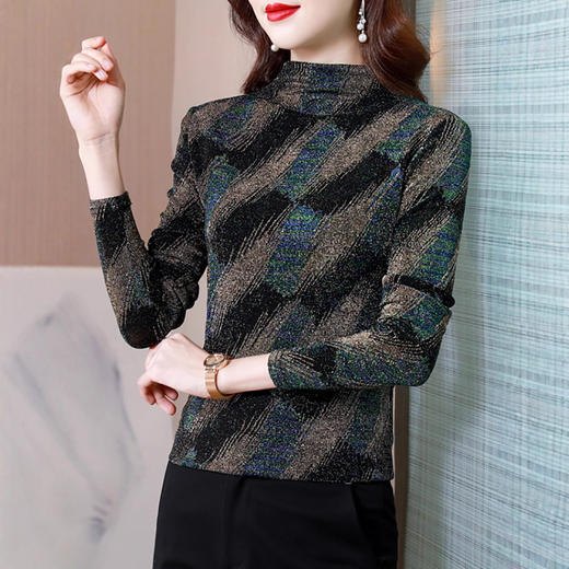 加绒半高领长袖打底衫，洋气加厚内搭t恤上衣KQL-330H7057 商品图4