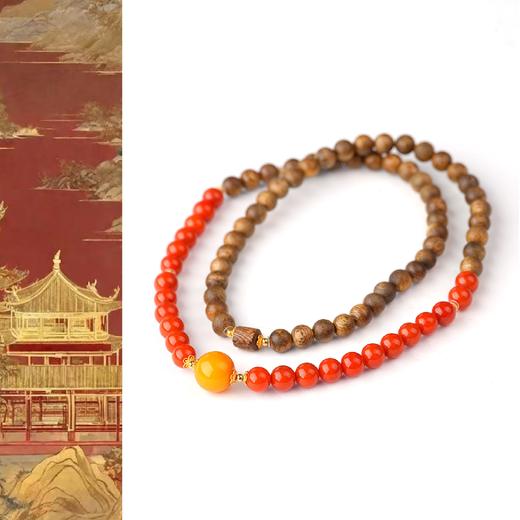 一念七宝 木火通明 | 棋楠沉香木南红琥珀手串 商品图1