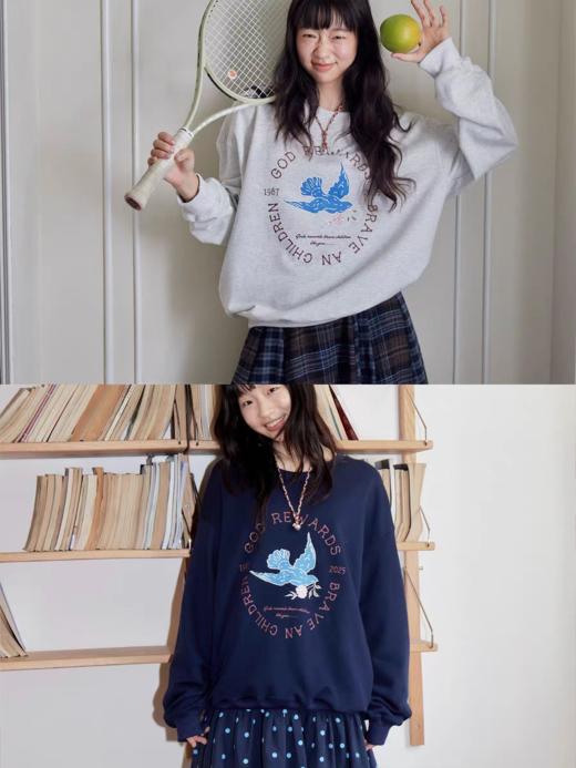 nothe Case布然/NC253208/「蓝色飞鸽」全棉宽松卫衣 商品图4