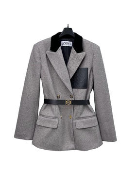 女款羊毛丝绒领西装外套hu014