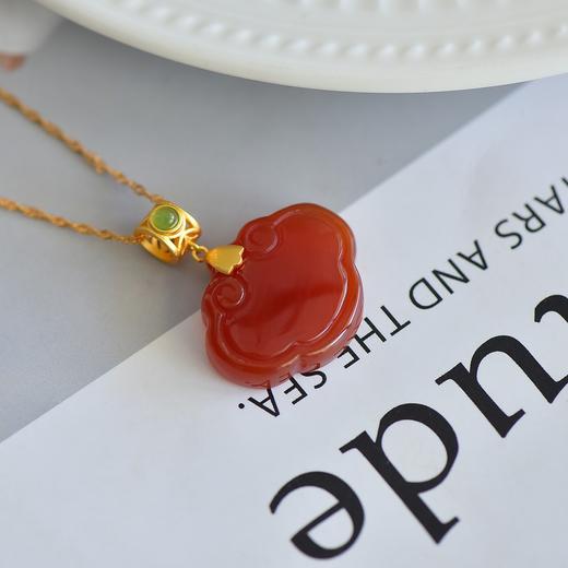 【中式国潮❗️镀金镶红玛瑙项链】透润红玛瑙‘红’运在手，甄选银925不易褪色，温和佩戴，舒适有保障，玛瑙吊坠新红玉髓如意挂件高级感QQ 商品图5