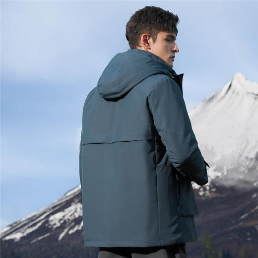 【鹅绒服 可拆卸内胆】罗蒙冬季羽绒服男士多口袋户外工装风连帽羽绒服男士羽绒服外套 商品图5