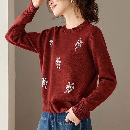 亮片上衣高级感短款女装毛衣，厚款打底衫显瘦洋气CC-27-25269 商品图0