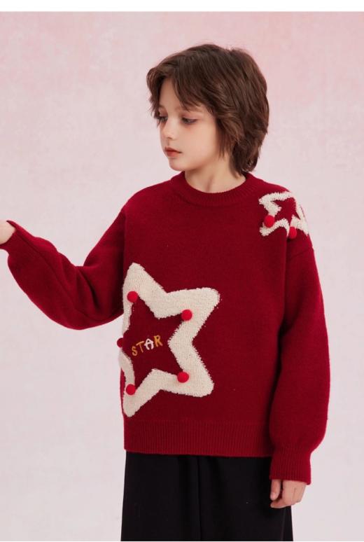 叮🔔🎄圣诞新年限定战袍来啦‼️【兄妹/姐弟同款”加厚五角星提花毛衣6087】🎄提前把圣诞穿在身上 chao级洋气，今天超多新款买到你过瘾😎王子公主请安心过节 商品图1