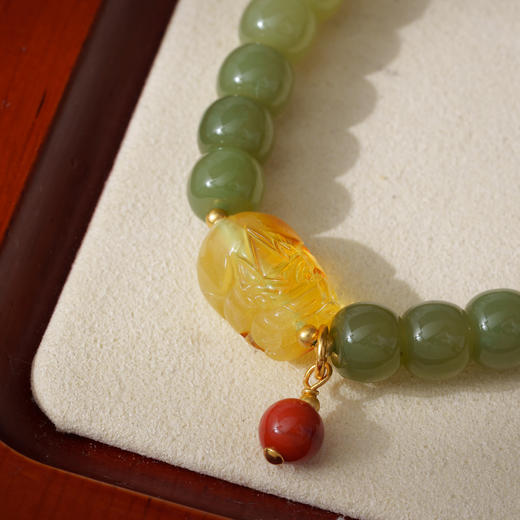 ²【安然水晶】和田玉黄口料青绿渐变古珠系列手串-LS-420（适合鼠/兔/猪生肖佩戴）（48小时鉴赏期）HM02-CRMM-ARSJ 商品图1