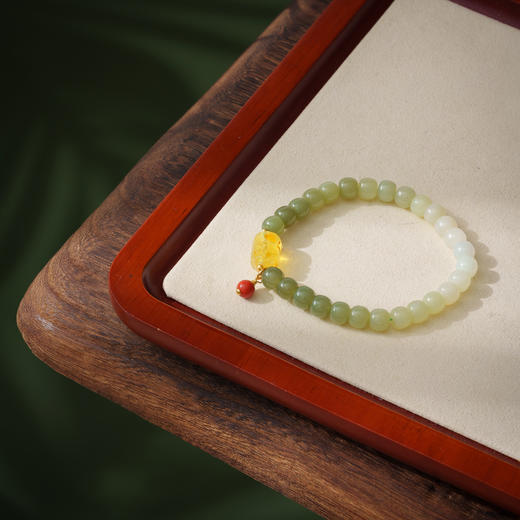 ²【安然水晶】和田玉黄口料青绿渐变古珠系列手串-LS-420（适合鼠/兔/猪生肖佩戴）（48小时鉴赏期）HM02-CRMM-ARSJ 商品图0