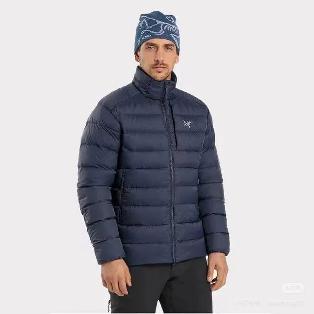 袅家刺绣标防风防水轻量排骨90鹅绒轻薄款立领羽绒服