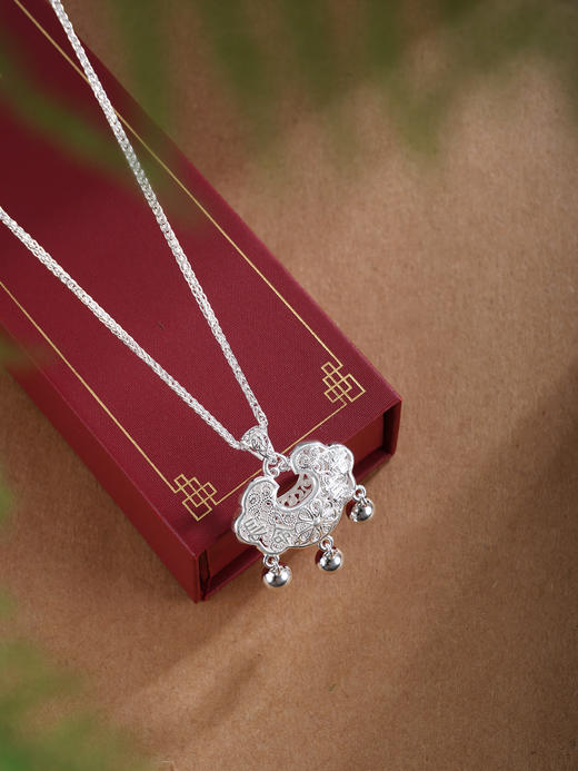 子佩集【福贵长命】银S999套链【YZTL0315】花丝锁项链儿童2511 商品图3