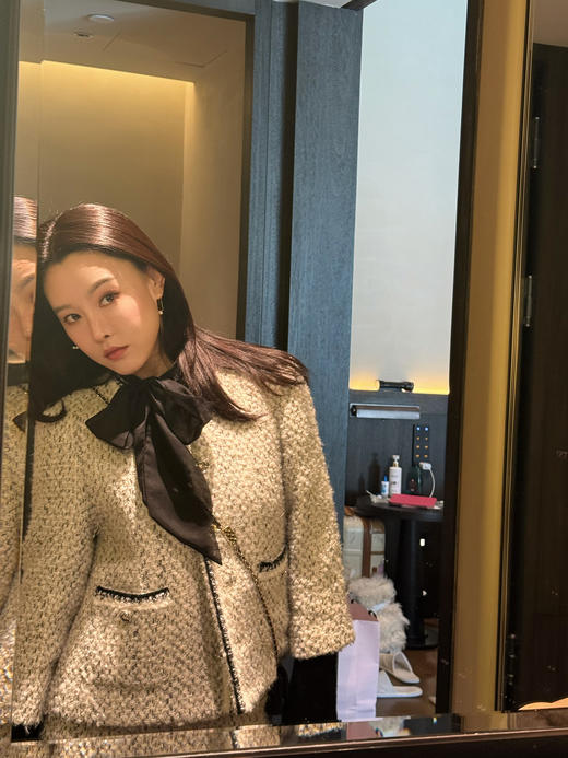 DUO智仙生 黑标 煎盐叠雪 白色粗花呢外套和背带连衣裙 商品图1