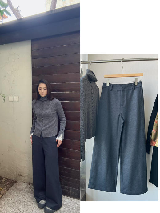 【通勤必备】噢蜜ooomeooo职场通勤大长腿宽腿裤 商品图0