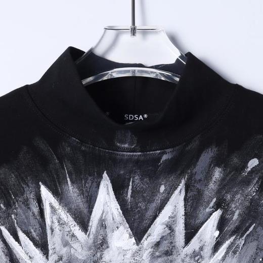 T5067SDSA男士秋冬新款痞帅男装潮牌撞色手皇冠印花立领长袖T恤百搭 商品图2