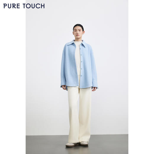 商场同款PURE TOUCH女装25秋冬新款短毛呢外套宽松落肩翻领短大衣 商品图3