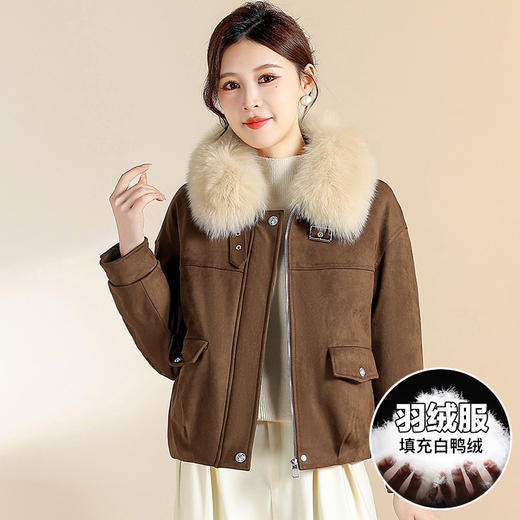 QYM  CS25D160洋气大毛领羽绒服时尚加厚短款派克服外套 商品图2