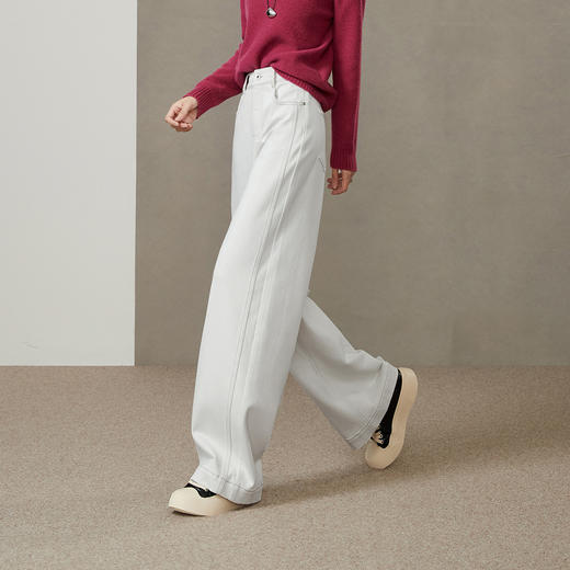 【薄绒-牛仔阔腿裤】逸阳冬加厚挺括有型保暖显瘦拖地裤8333RV 商品图6