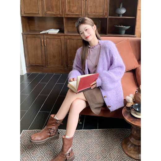 <曾小咸推荐> 现货秒杀！微信超特价！紫色v领毛衣开衫 日常219.99 立减120 秒杀99.99！ 商品图4