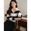 鹿向南「晚冬回信」黑白条纹翻领针织衫毛衣女秋宽松慵懒显瘦上衣 商品缩略图3