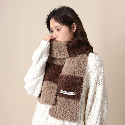 条纹针织毛绒围巾 商品图0